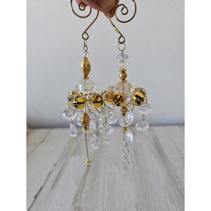 Vintage Bell plastic crystal ornament set chandelier Xmas tree